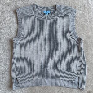 CeCe Gray Ribbed Crewneck Sweater